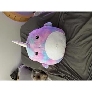 Squishmallow Hallie The Narwhal 14” Rare Tie Dye Galaxy Pink Blue NEW WITH TAGS